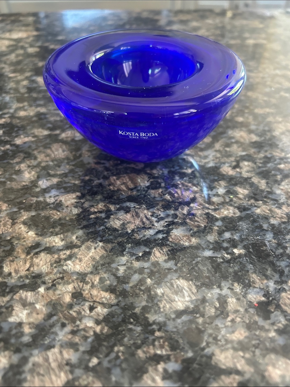 KOSTA BODA VINTAGE COBALT BLUE ART GLASS VOTIVE CANDLE HOLDER